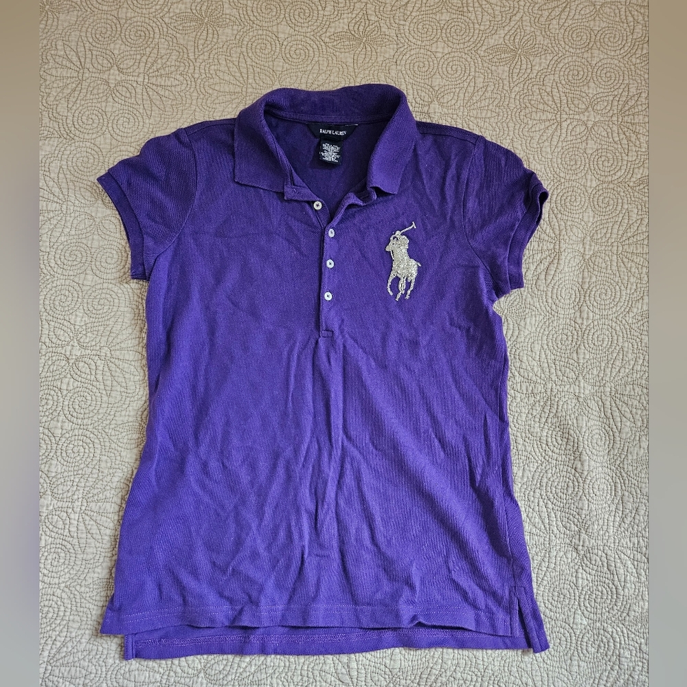 Ralph Lauren girls purple polo shirt XL(16)